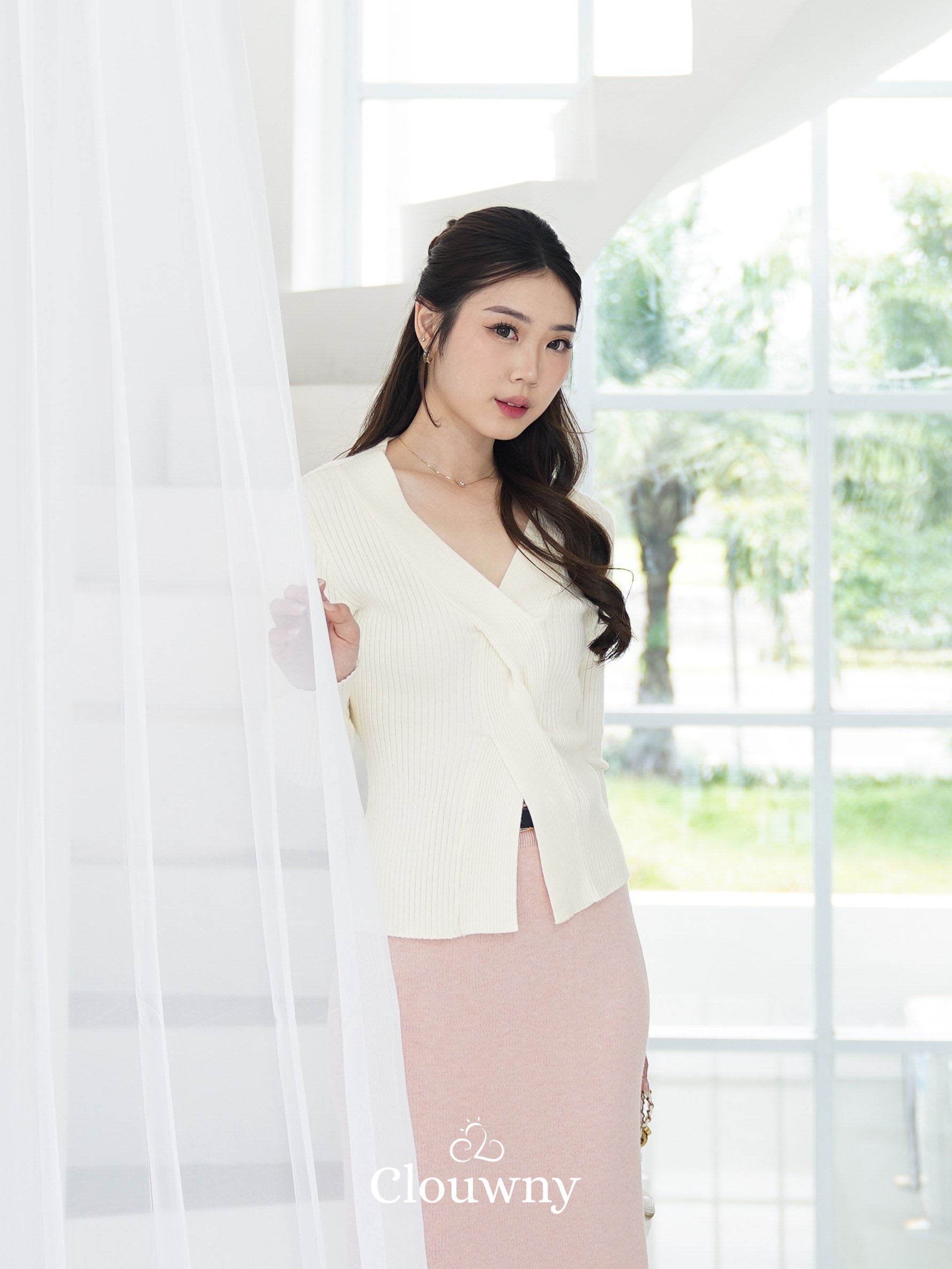 Braid Knit Longsleeve Top - Broken White